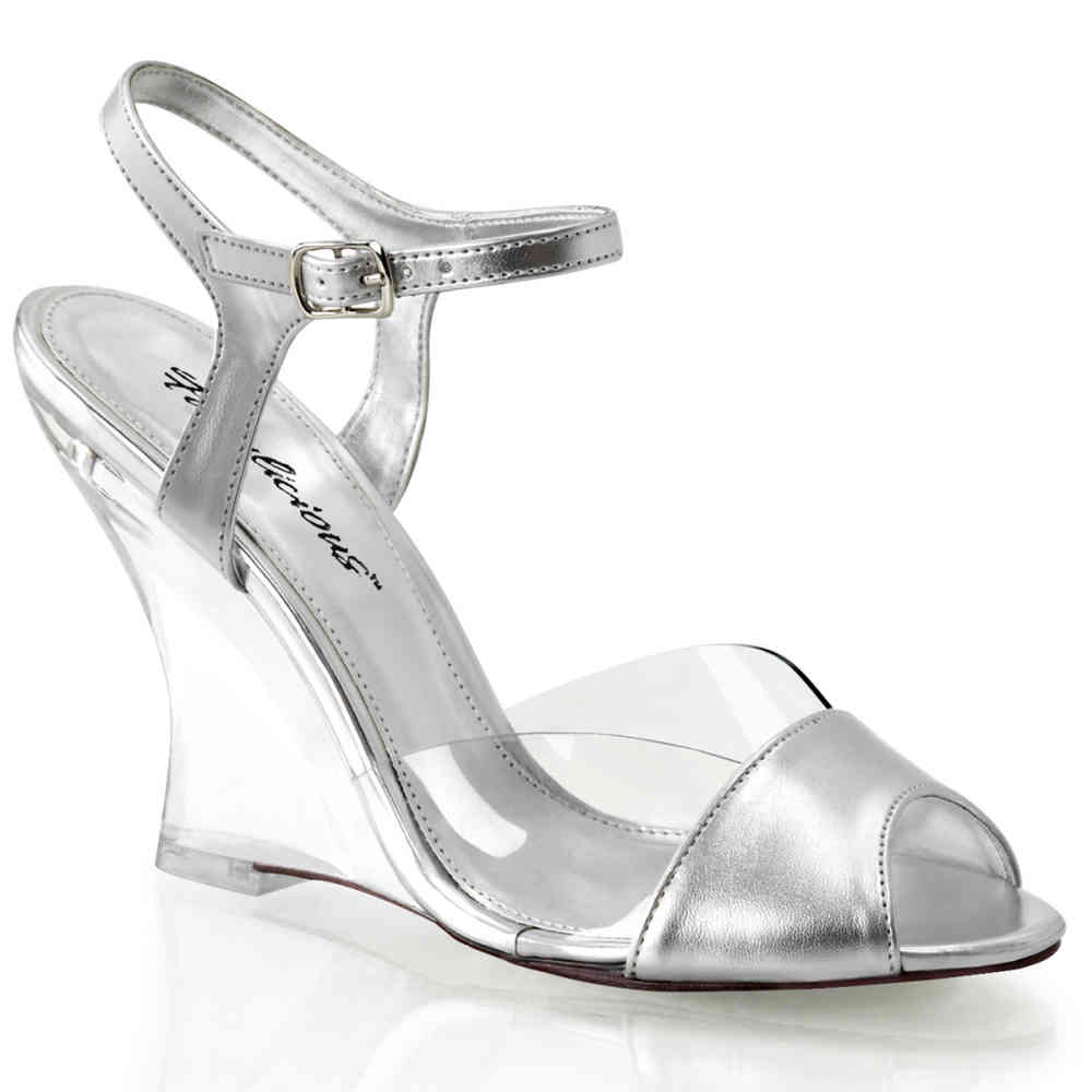 Fabulicious - LOVELY-442 Sleehakken - Zilverkleurig/Transparant